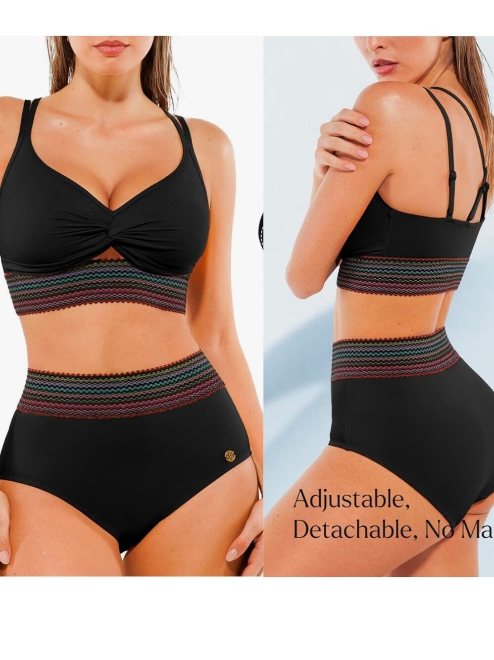 Popilush Tummy Control Swimsuit High Waisted Bikini Sets Large New